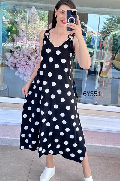 İnce Topuk Ring Detailed Lycra Viscose Combed Cotton Dress 6Y351