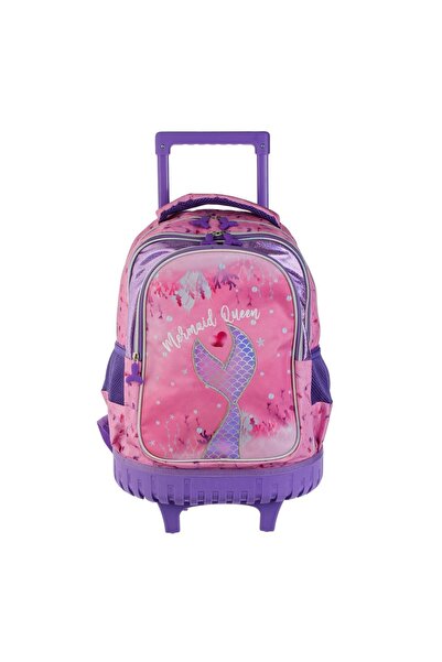 Zâna Casei Rucsac tip troler roz liliac cu design coadă de sirenă