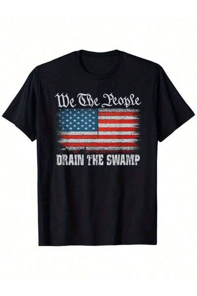 23ERVA We People Drain The Swamp USA American T-Shirt, 100% Cotton Patriot Pa...