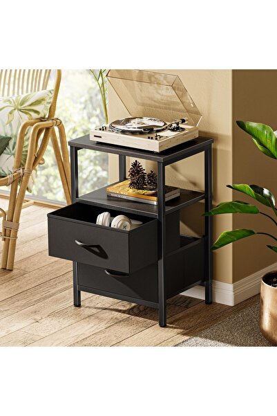 Enjoylifeme Nightstand with 2 Drawers Open Shelf, PU Leather Drawer Surface W...