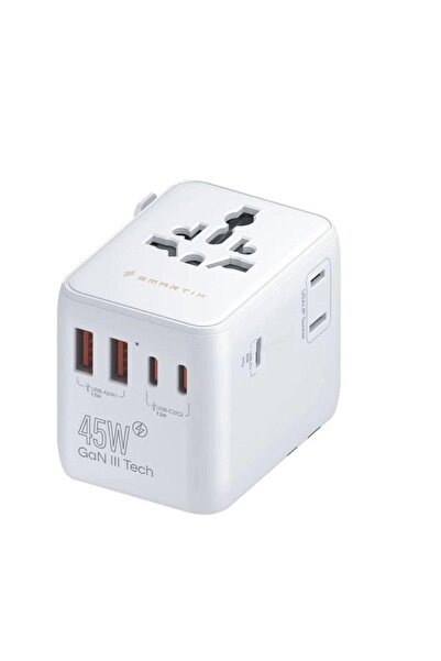SMARTIX 1 Pc International Travel Adaptor 45W White SM1BCTA6