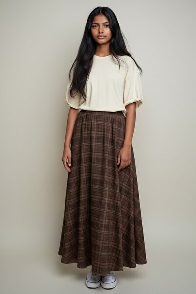 adage Plaid Patterned Bell Skirt