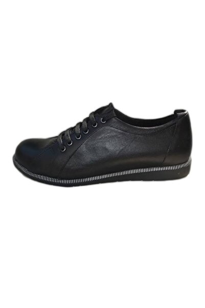 OEM Pantof casual, negru, din piele, cu insertii de fermoar pe talpa