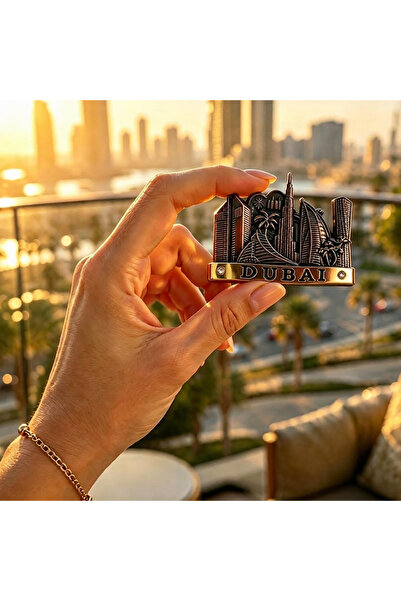NUJET R470 City landmark refrigerator magnets with gold, silver and black met...
