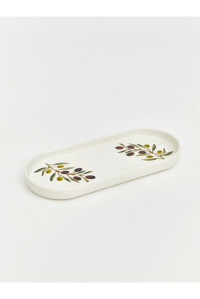 LC Waikiki Zeytin Desenli Seramik Oval Sunum Tabağı 24 x 11 cm
