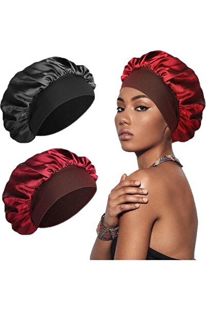 STARSTAR Silk sleep cap black leopard print soft satin hair care.