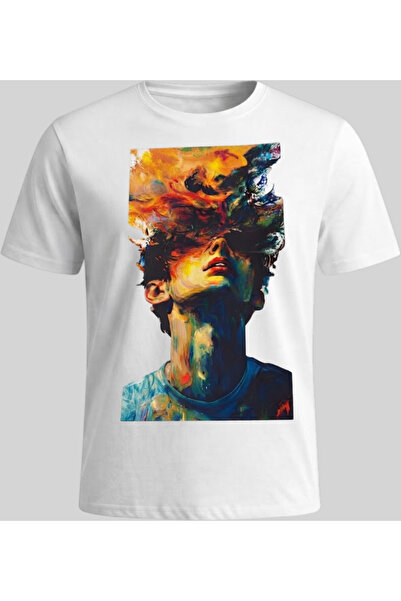 Nazlyna White 100% Cotton Colorful Oil Painting Portrait Illustration Printed...