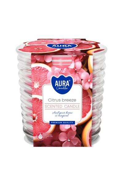 AURA Lumanare Parfumata in Pahar Spirala, Citrus Breeze, Timp de Ardere 28 Ore,