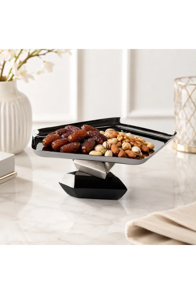 laverahome Stainless Steel Serving Tray Luxury Food Serving Plate with Elevat...