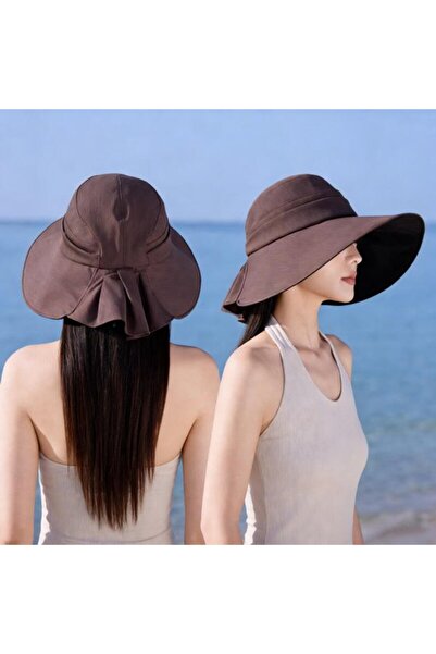 STARSTAR Women's sun hat brown microfiber UV wide brim bucket.