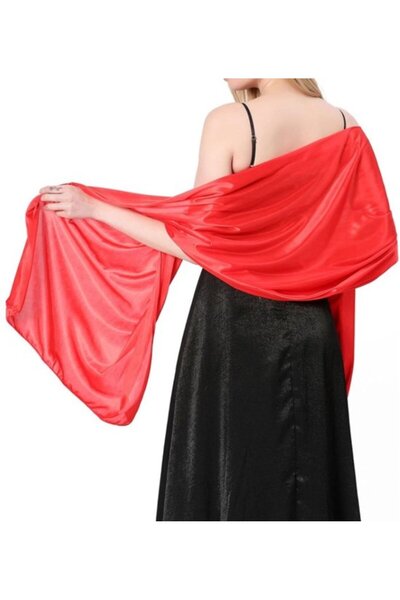 STARSTAR Women's satin shawl apricot pink 65x220cm elegant evening/party.