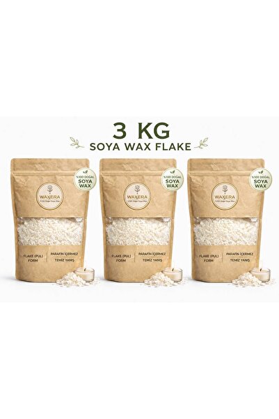 %100 Doğal Soya Wax 3 kg Flake (Pul) Yaprak Mum Yapımı Için – Parafin Içermez, Temiz Yanış, Premium Kalite