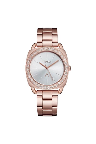 TRNDA Women's Rose Gold Stainless Steel Watch, Silver Dial | Trnda-001