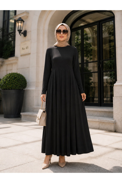 WE&ME Women's Hijab Dress Long Sleeve Pleated Relaxed Fit Casual and Stylish ...