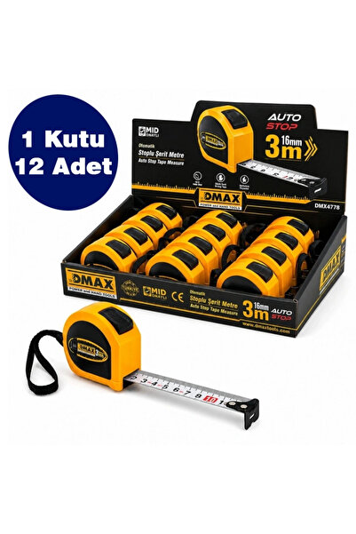 DMAX PROF Stoplu Şerit Metre 3mt*16mm, 12 Adet, 1 Koli