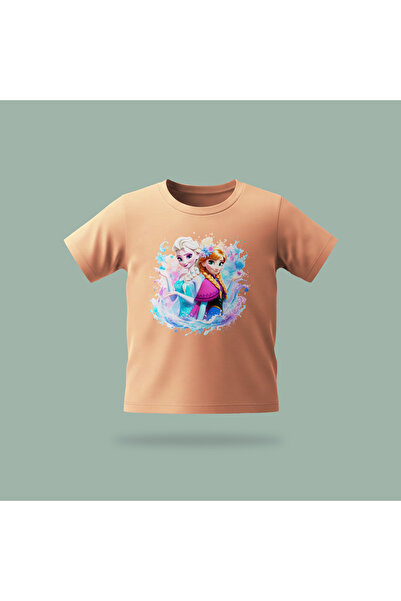 Erays Home Children's Elsa Frozen Ice Flowers Patterned Printed T-Shirt 100% ...