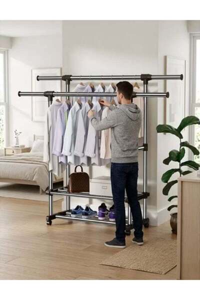 DubaiGallery Expandable Garment Clothes Rack 85–140 cm, Freestanding Double R...