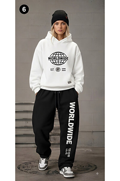 EFFRENATU Oversized Hooded Sweatshirt Set - Face and All-Over Surface Print, ...
