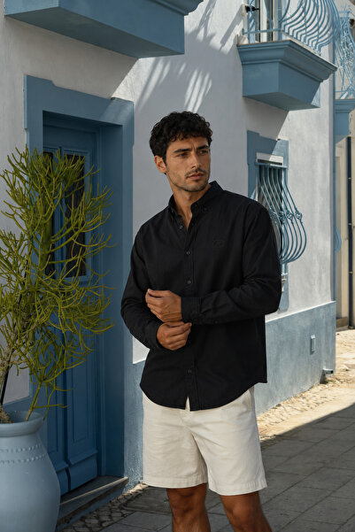 Respire Men's Breathable Oversize Modal Shirt Black