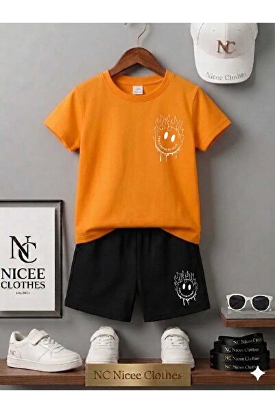 Leto Lykia Summer Children's T-Shirt Shorts Unisex (Flame Emoji Printed)