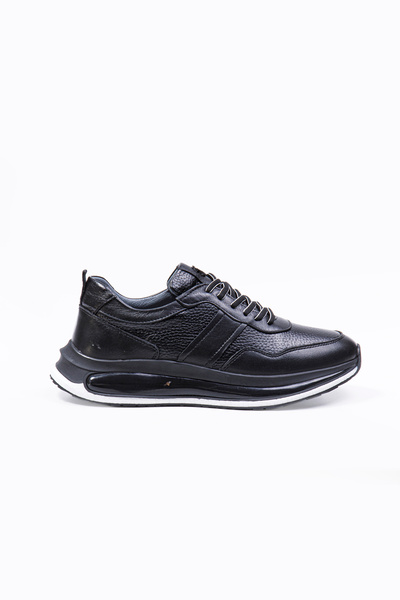 Vantaggio Falcon Black 100% Genuine Leather Men's Sneaker Shoes