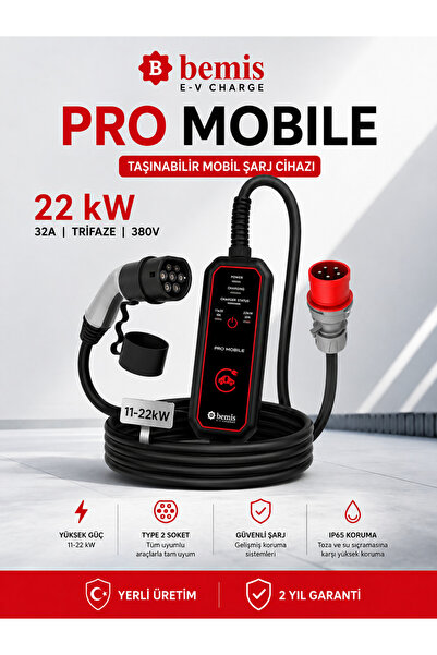 Mini Mobile 11KW / 22kW Taşınabilir Elektrikli Araç Şarj İstasyonu 5 metre