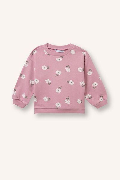 DeFacto Regular Fit Crew Neck Floral Sweatshirt Baby Girl I1724A526Au