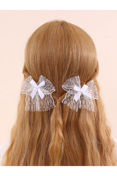 Take Two By Styli Set of 2 - Lace Bow Hair Clips