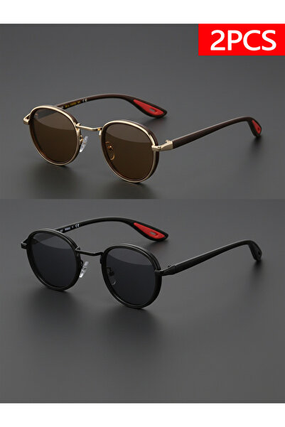 Take Two By Styli Pack of 2 - Retro Round Metal Sunglasses