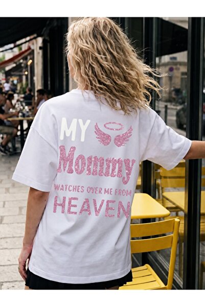 Generic Brand Angel Wings & My Mommy Heaven Slogan,everyday essential,crew ne...