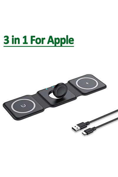choice2 Black USB to C 3 in 1 Magnetic Wireless Charger Pad Foldable Fast Cha...