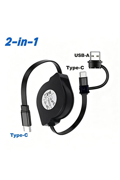choice2 1m 2-in-1 AC-C 200cm PD 60W USB C Retractable Data Cord,USB-C to Type...