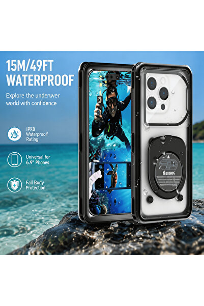 Choice 6.9-inch black Can Dive Up to 15 Meters, Universal 6.9-Inch Waterproof...