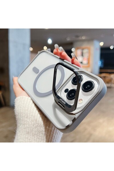 Choice For iphone14Promax Gray For Magsafe Stand Glass Lens Protector Case Fo...
