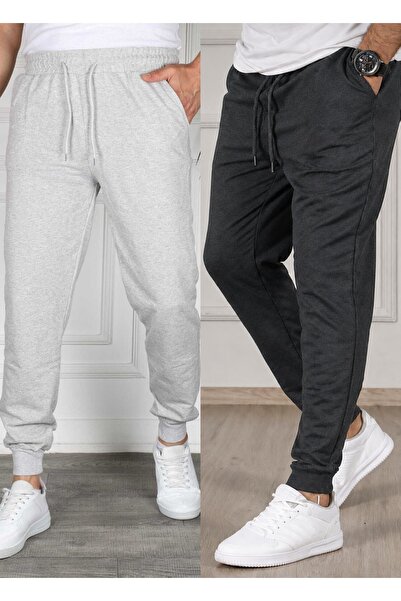 TORUK MAKTO Set of 2 Unisex Ribbed Leg Sweatpants Jogger Comfortable Fit Dail...