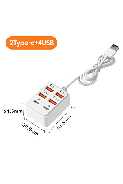 Choice1 White 2C and 4USB Fast USB Charger 4 in 1 Power Strip Desktop Chargin...