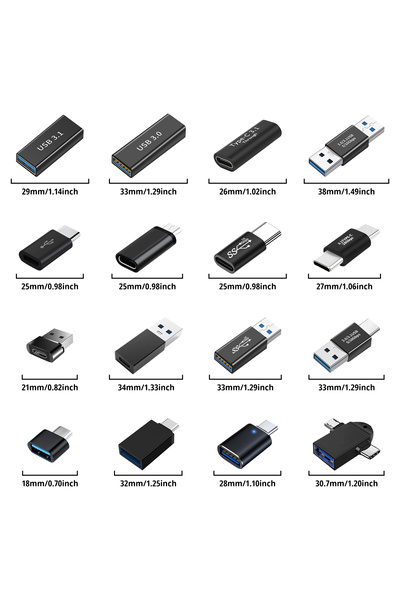 Choice HCX0047(16) 16PCS USB3.0 Connector to USB-C Male to Female Adapter, OT...