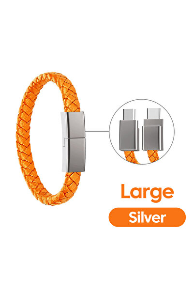Choice1 Silver Large USB C to USB C Bracelet USB Cable Type C Portable Fast C...