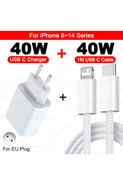 Choice5 EU For iOS 1M Cable Original 40W USB Type C PD Charger Fast Charging ...