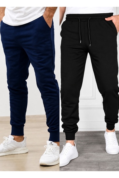 TORUK MAKTO Set of 2 Unisex Ribbed Leg Sweatpants Jogger Comfortable Fit Dail...