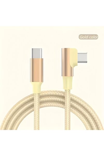 Choice1 2m Gold 90 Degree PD 100W USB C Fast Charging Braided Cable For iPhon...
