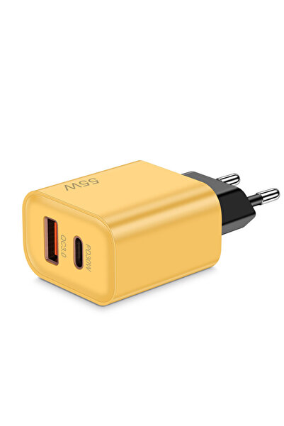 Choice5 EU - Yellow 55W USB + USB-C QC3.0 Fast Charging PD Charger for iPhone...