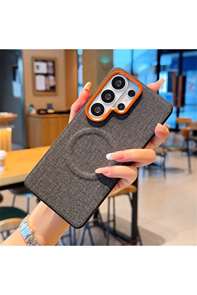 Choice8 Galaxy S25 Ultra Black Luxury Solid Color Fabric Magnetic Phone Case ...