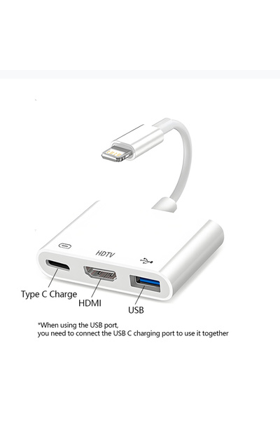 Choice White For Lightning to HDMI Adapter 3 in 1 HDMI Splitter Cable 1080P W...