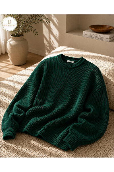 DepoExport Women's Premium Oversize Soft Crew Neck Knitwear Sweater