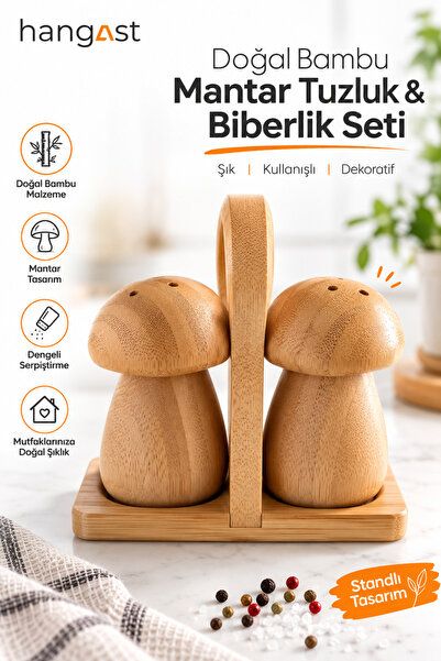 HANGAST Natural Bamboo Cork Salt and Pepper Shaker Set |   2-Piece Spice Rack...