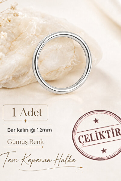 moonzy - minimalist & cozy 316L Çelik Tam Kapanan Halka Piercing 1.2 mm Tragu...