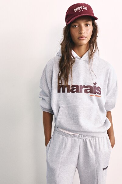 Pull & Bear Grafik baskılı kapüşonlu sweatshirt