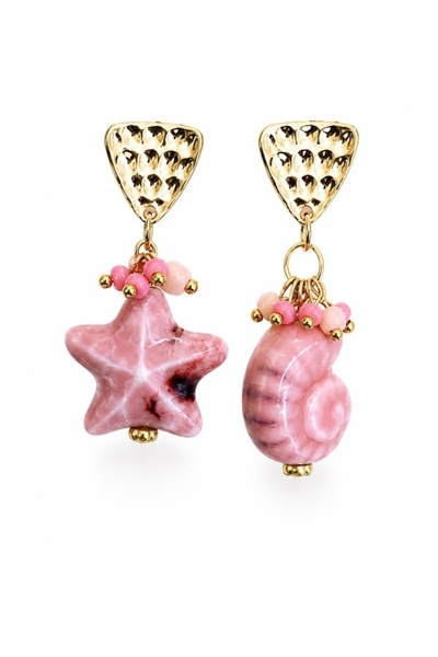 ANKA JEWELLRY Pink Starfish and Shell Detail Earrings