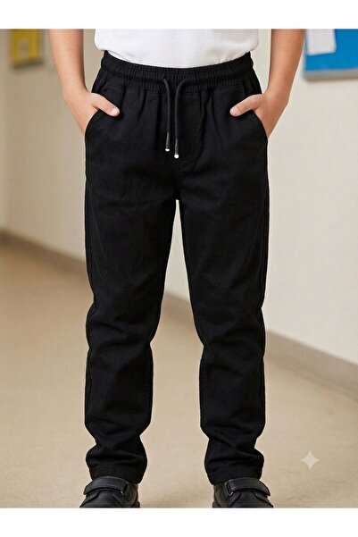 SÜSLÜ KİDS Boys/Girls Gabardine Fabric School Trousers with Elastic Waist